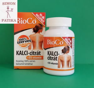 BioCo Kalci citrát +D3 vitamin tabletta